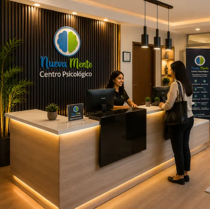 Recepción del Centro Psicológico Nueva Mente en San Miguel, Lima